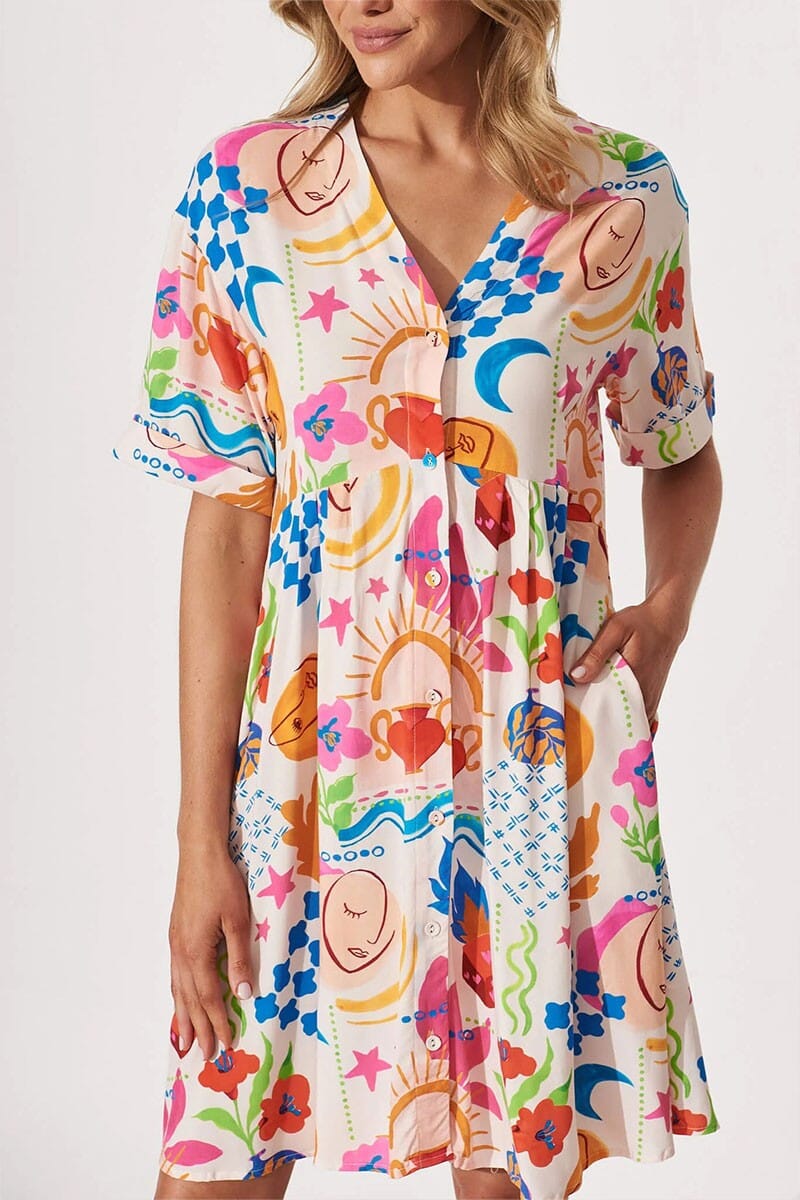 Celestial Vacation Shirt Dress Mayah Overseas