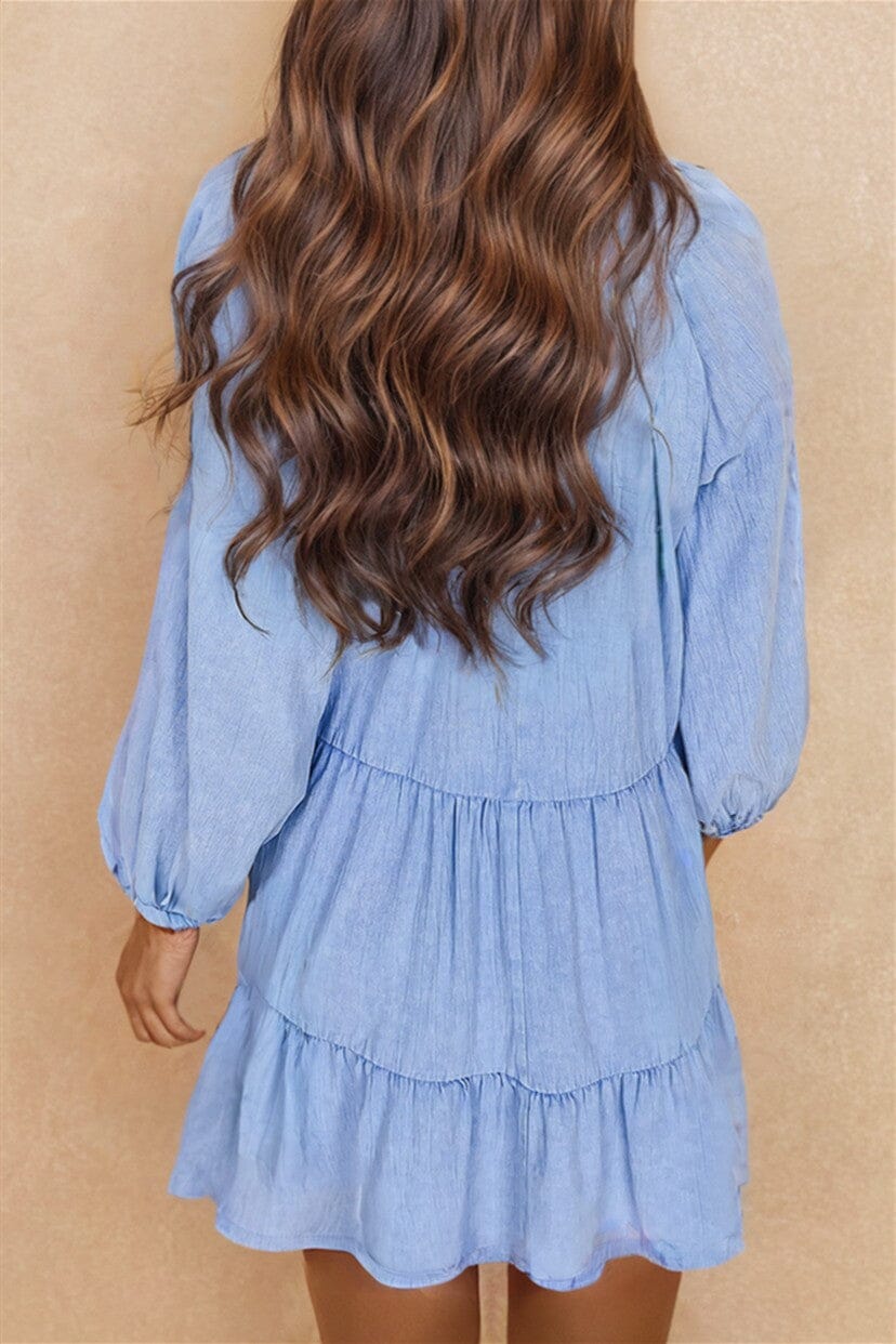 Chambray LS Flowy Dress Kentce