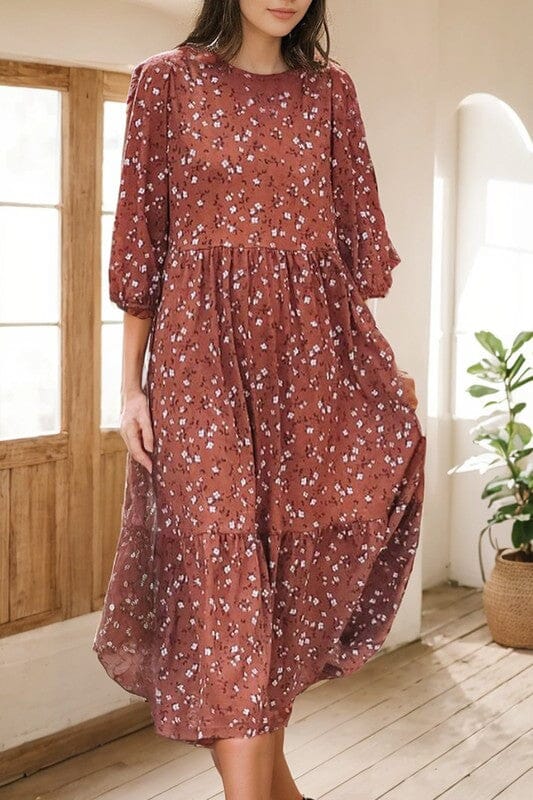 Chestnut Floral Midi Kentce