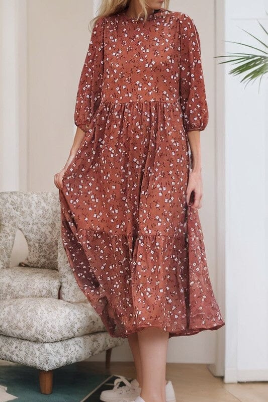 Chestnut Floral Midi Kentce