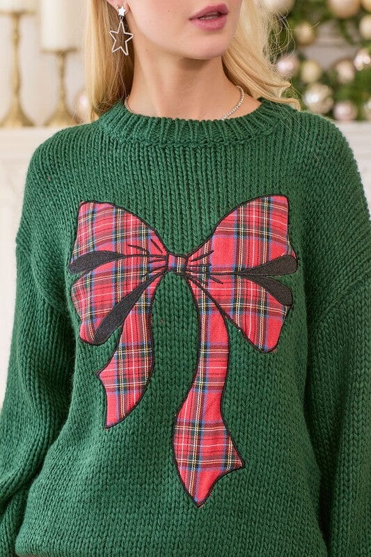 Christmas Bow Tartan Sweater Main Strip