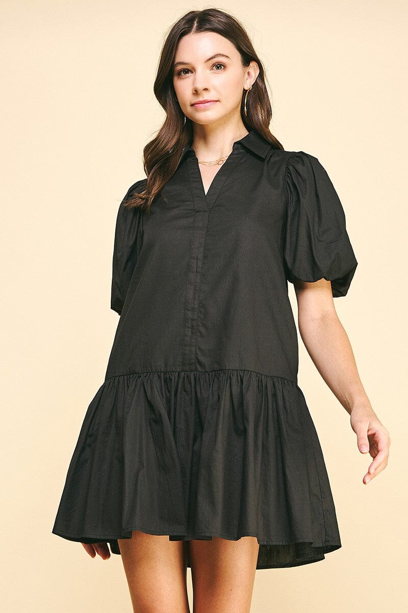 COLLARED TIERED MINI DRESS pinch