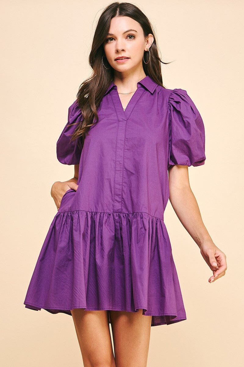 COLLARED TIERED MINI DRESS pinch