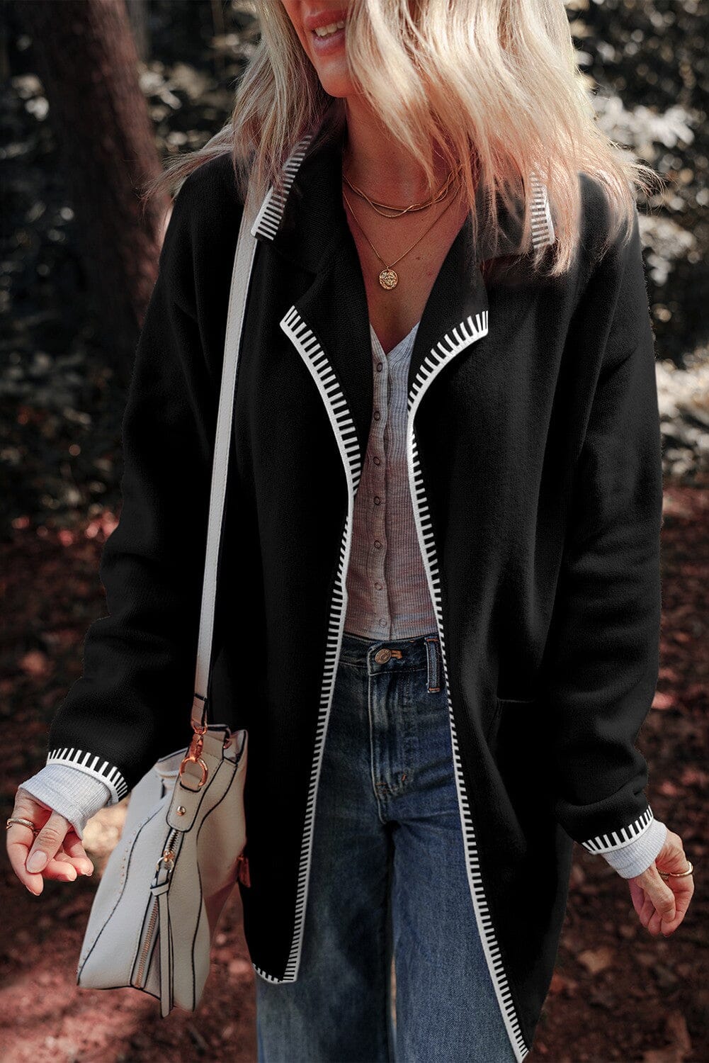 Colorblock Collar Oversized Kabili Jacket kentce