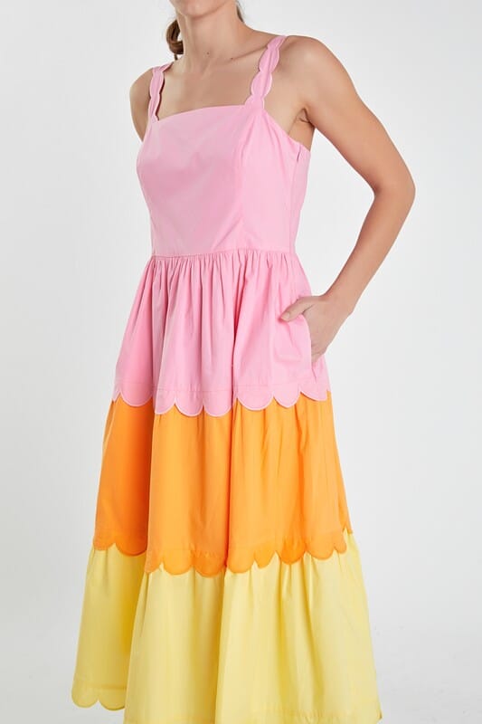Colorblock Scalloped Midi English Factory