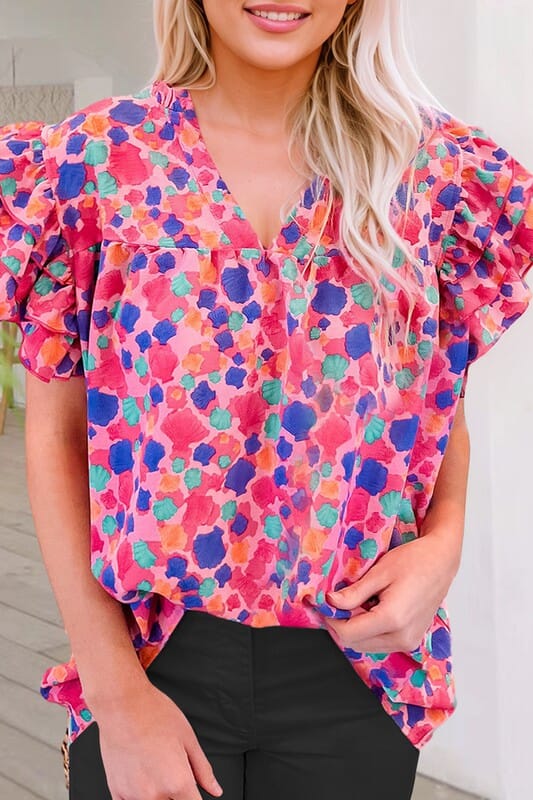 Colorful Abstract Spotted Top Shiying