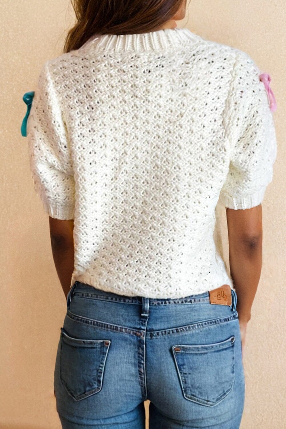 Colorful Bow Knit Sweater Kentce