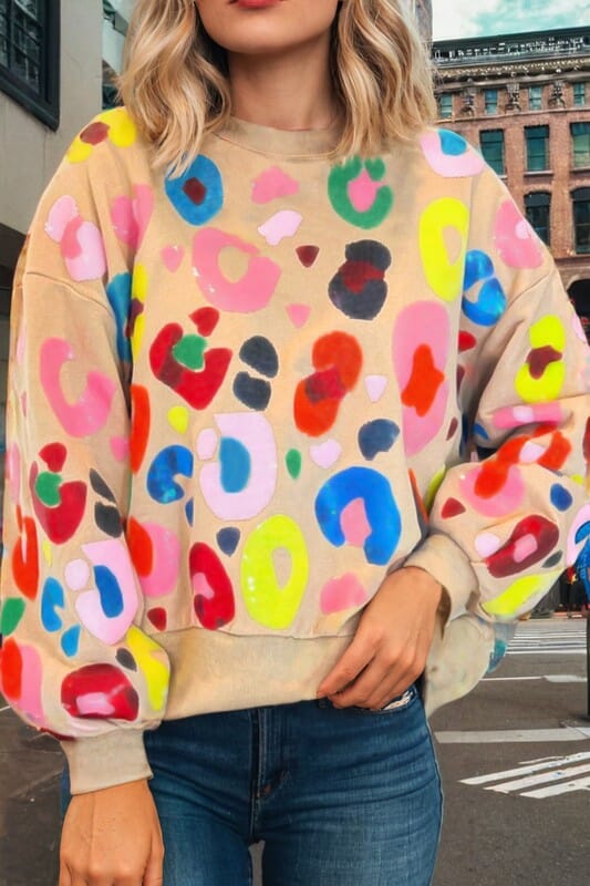 Colorful Leopard Sweatshirt Kentce