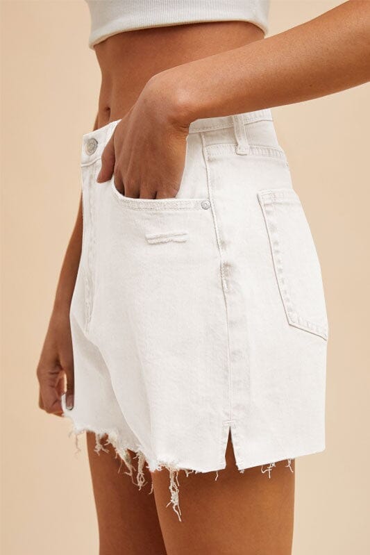 Comfort Stretch Distressed Hem Denim Shorts Annie Wear