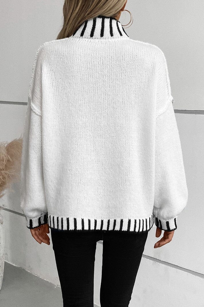 Contrast Stitch Mock Neck Sweater Asia Direct