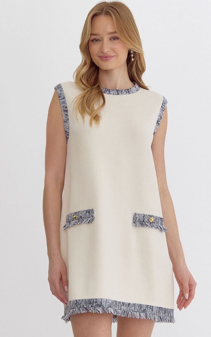 Contrasting Trim Dress entro