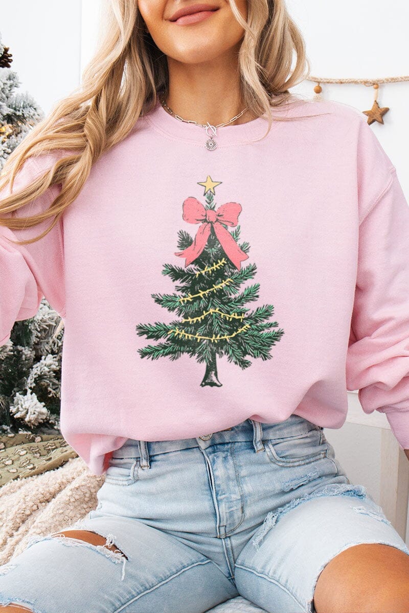 Coquette Bow Tree Sweatshirt golden rose