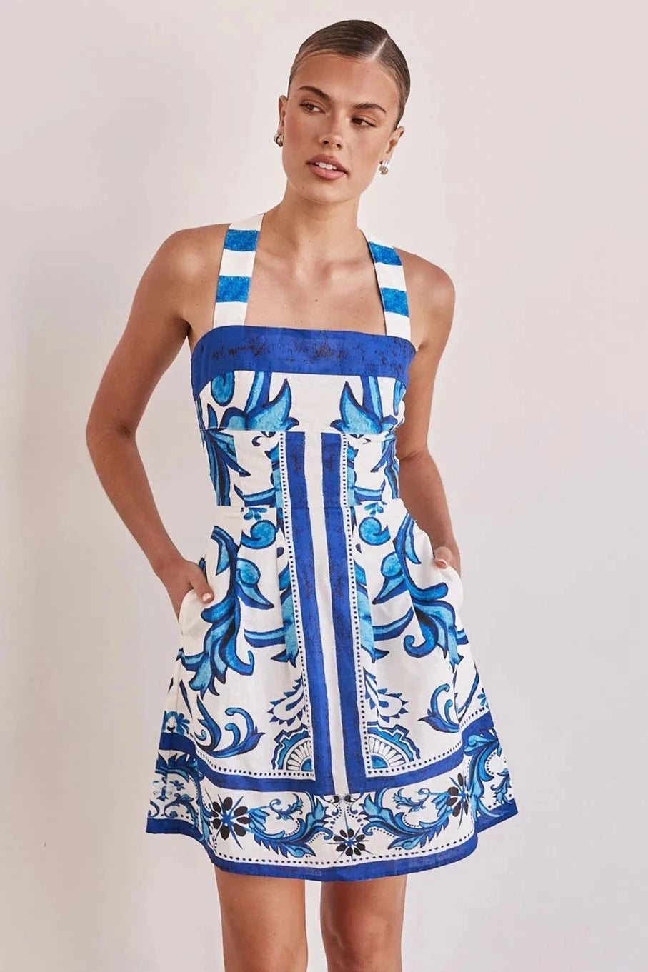 Crossback Boho Dress lily clothing small Blue