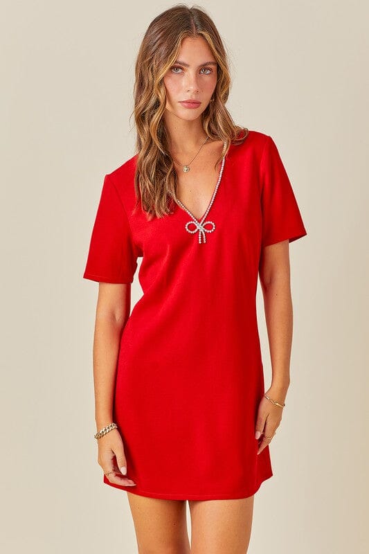 Crystal Bow Detail Dress day + moon