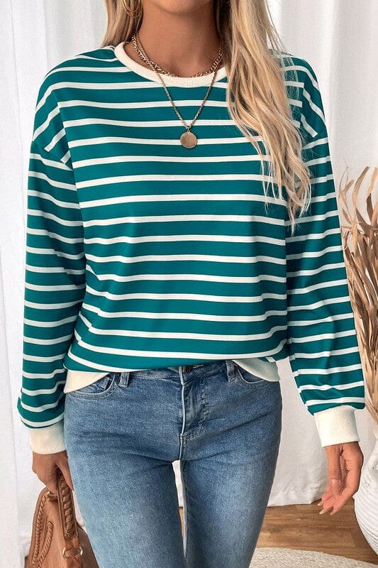 Cyber Monday Special - Green and White Striped Sweatshirt Asia Direct