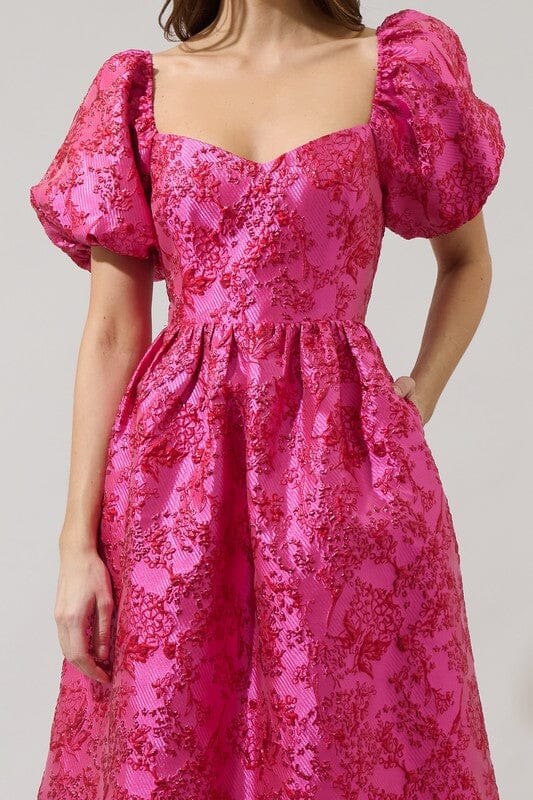 Danica Puff Sleeve Jacquard Midi Sugarlips