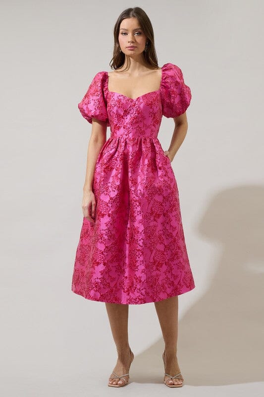 Danica Puff Sleeve Jacquard Midi Sugarlips