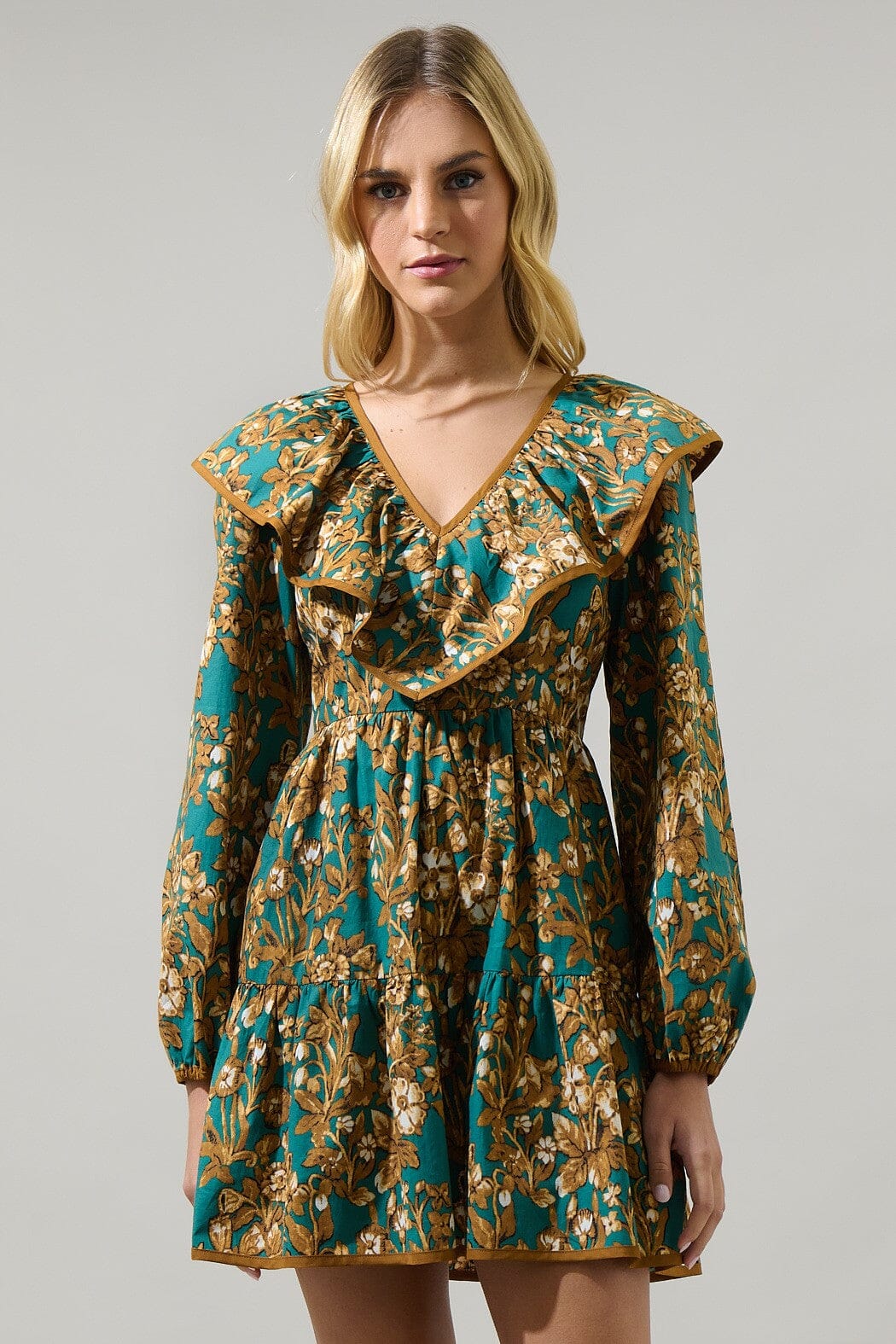 Della Floral Nia Ruffle Mini Dress Sugarlips