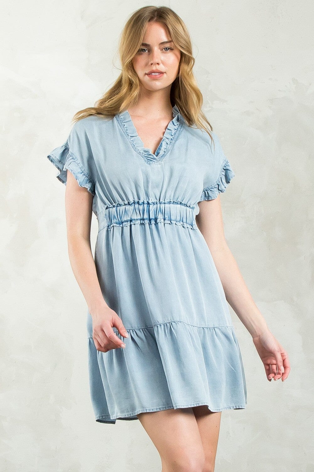 Denim Elastic Waist Dress THML