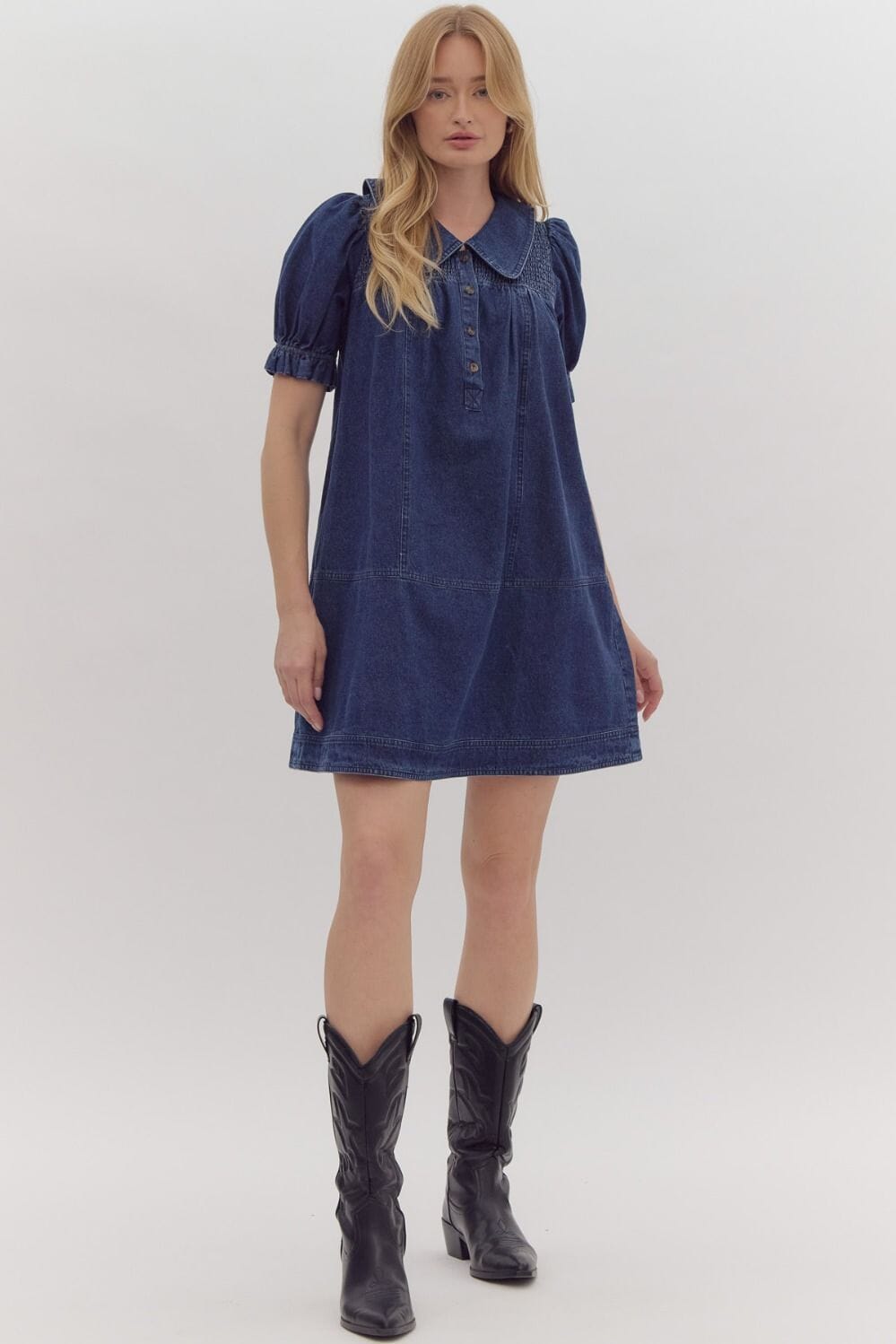 Denim Peter Pan Collar Dress Entro