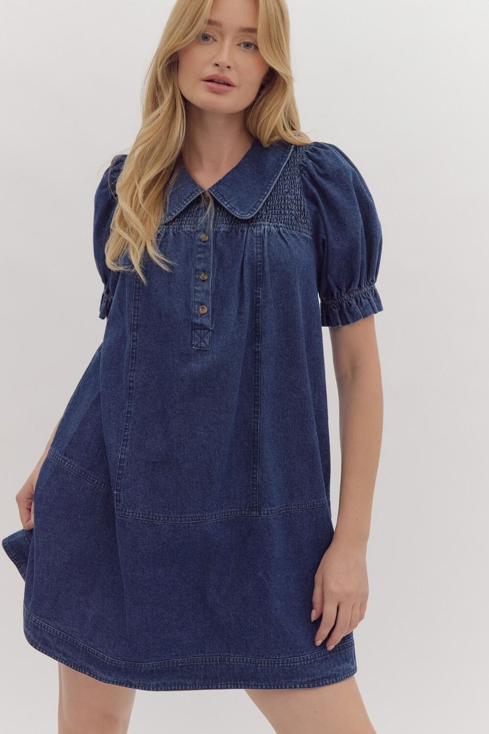 Denim Peter Pan Collar Dress Entro