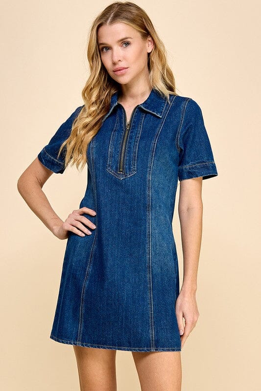 Denim Quarter Zip Dress TCEC