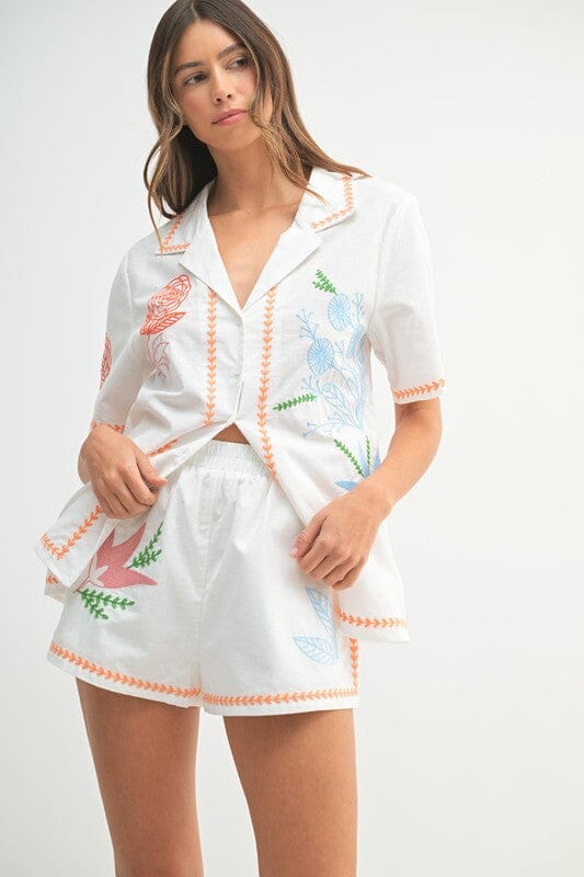 Embroidered Button Up Set Mable