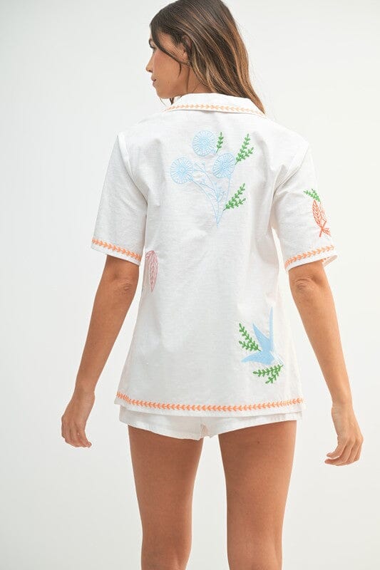 Embroidered Button Up Set Mable