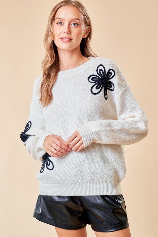Embroidered Flower Sweater Doe & Rae