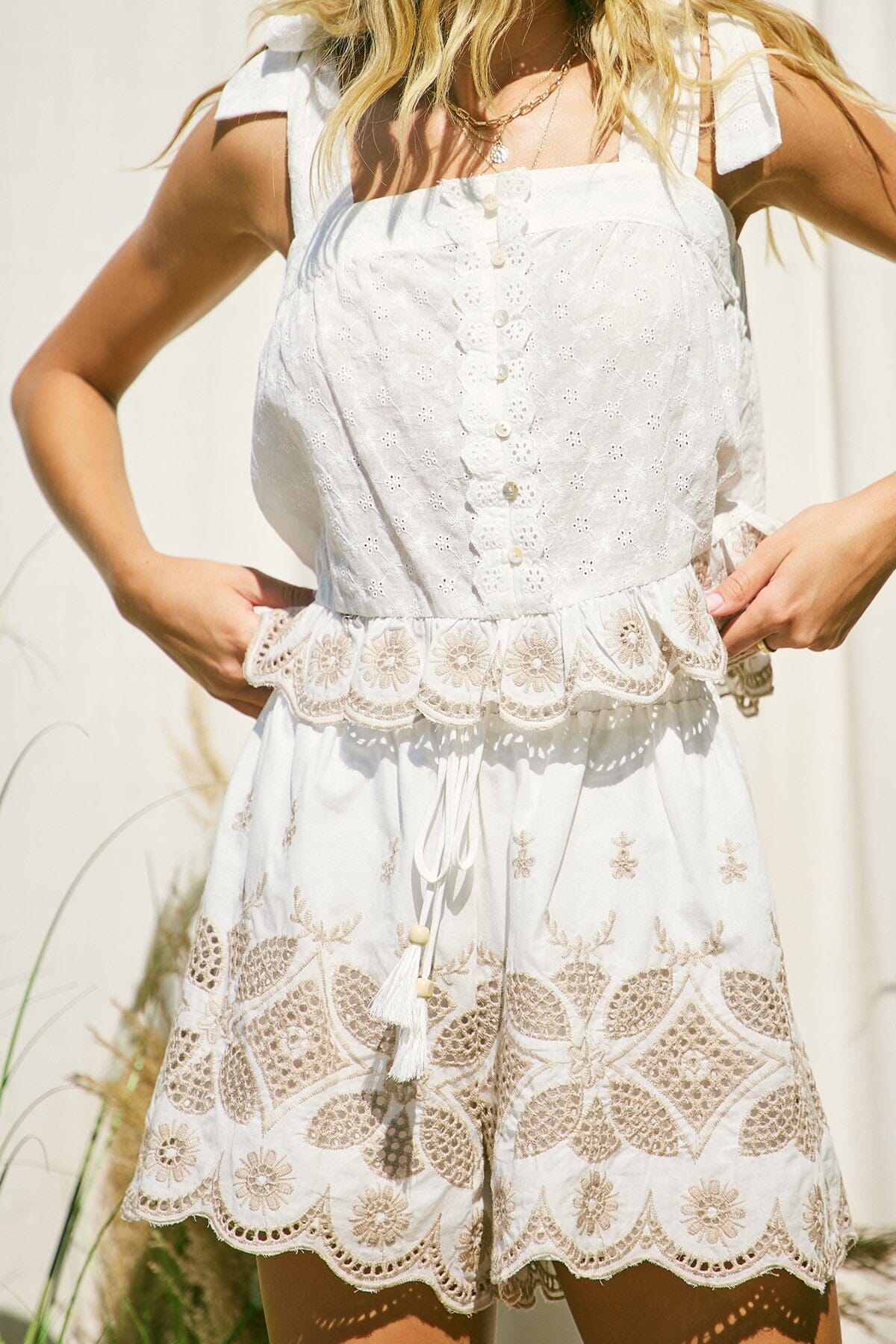 Embroidered Top and Shorts Set illa illa