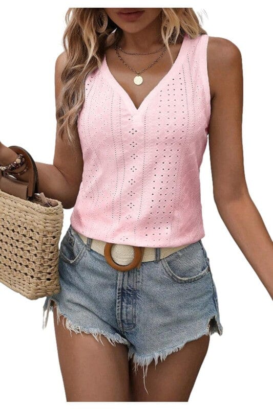 Eyelet Tank Asia Direct small Blush Pink