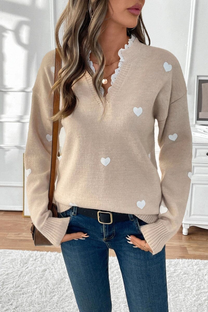 Eyelet Trim Valentine Sweater New Year Preorder Asia Direct