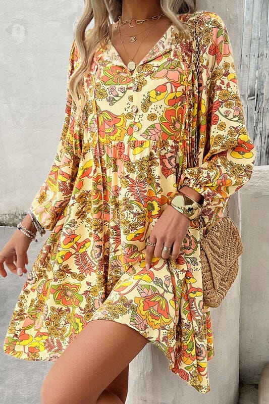 Fall Floral Boho Dress Shewin