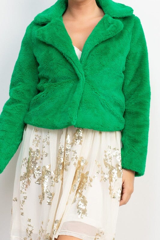 Faux Fur Notched Collar Jacket IRIS