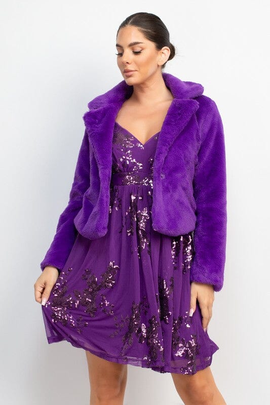 Faux Fur Notched Collar Jacket IRIS
