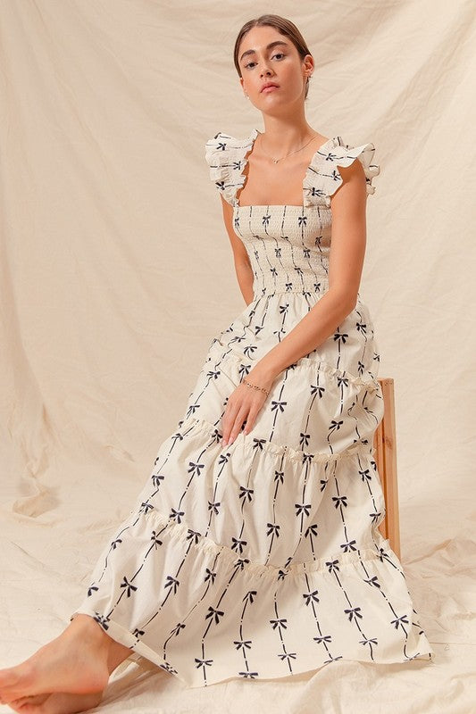 Ivory/Black Bow Maxi