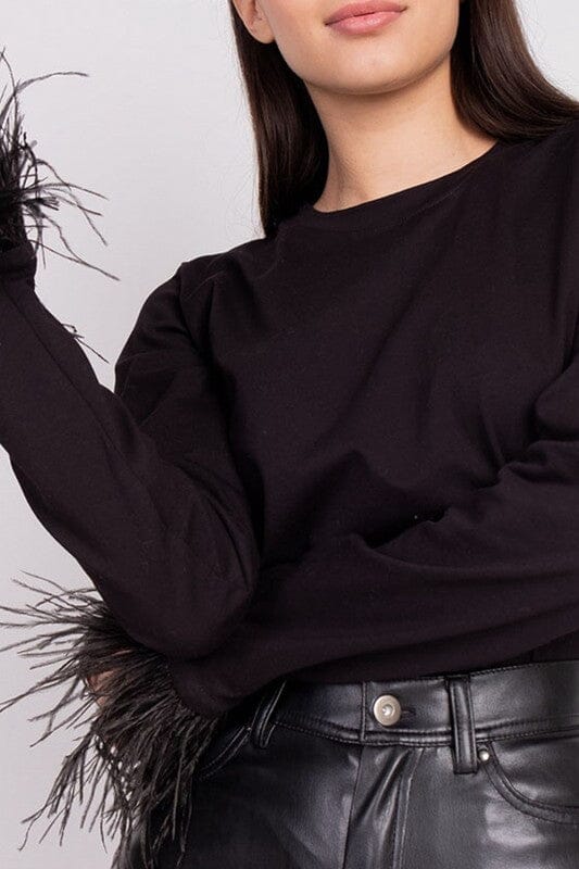 Feather Trimmed T-shirt Wholesalesir