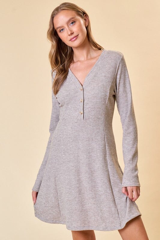 Fit and Flare Henley Knit Dress Doe & Rae