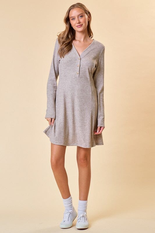 Fit and Flare Henley Knit Dress Doe & Rae