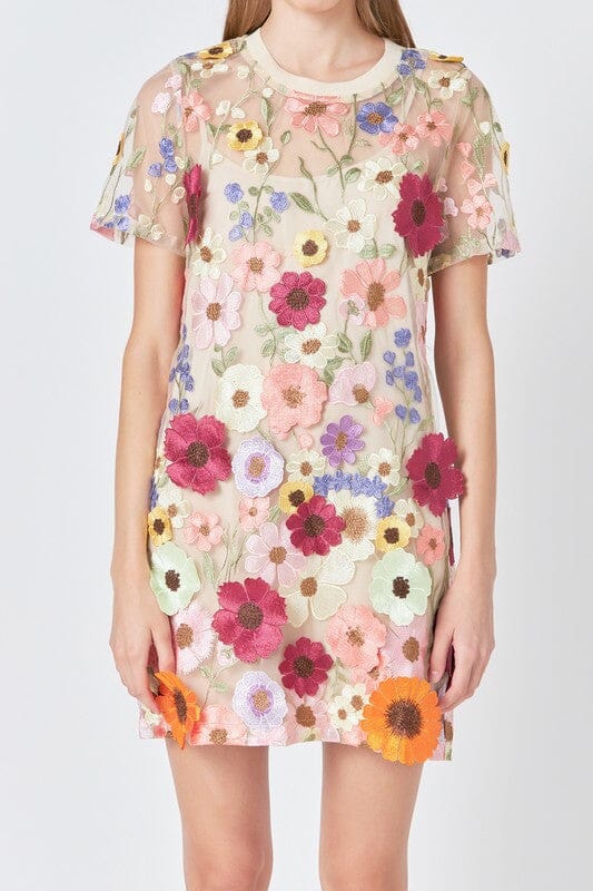 Floral Applique Shift Dress Endless Rose