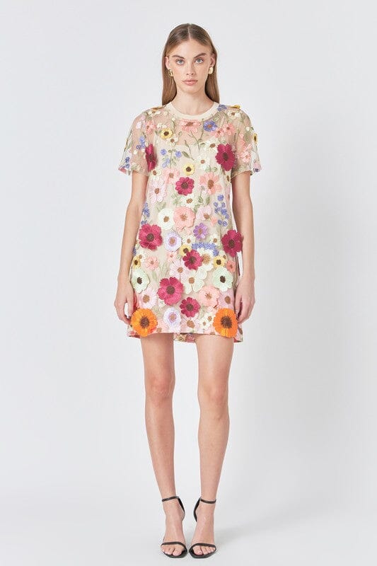 Floral Applique Shift Dress Endless Rose
