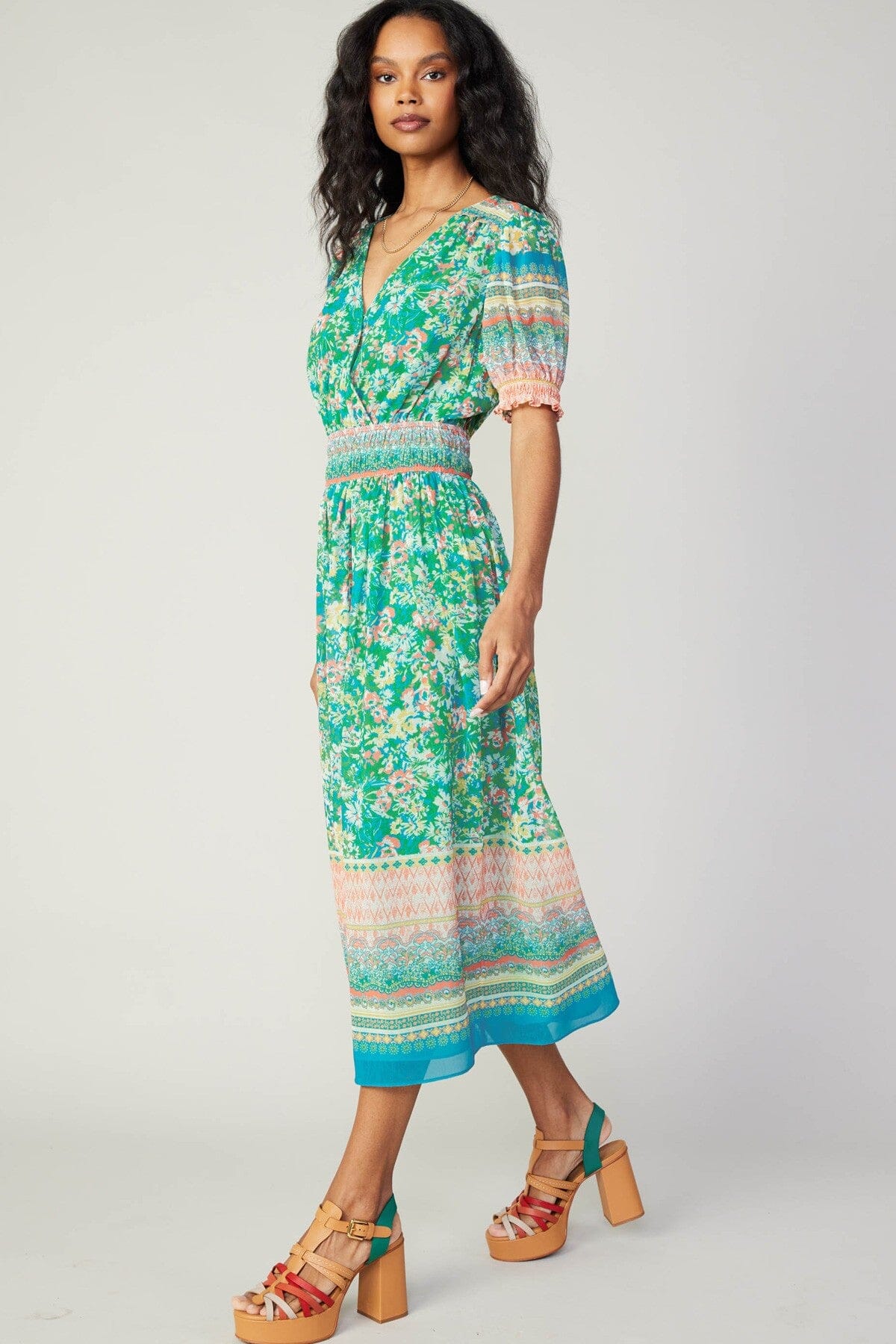 Floral Border Surplice Midi current air