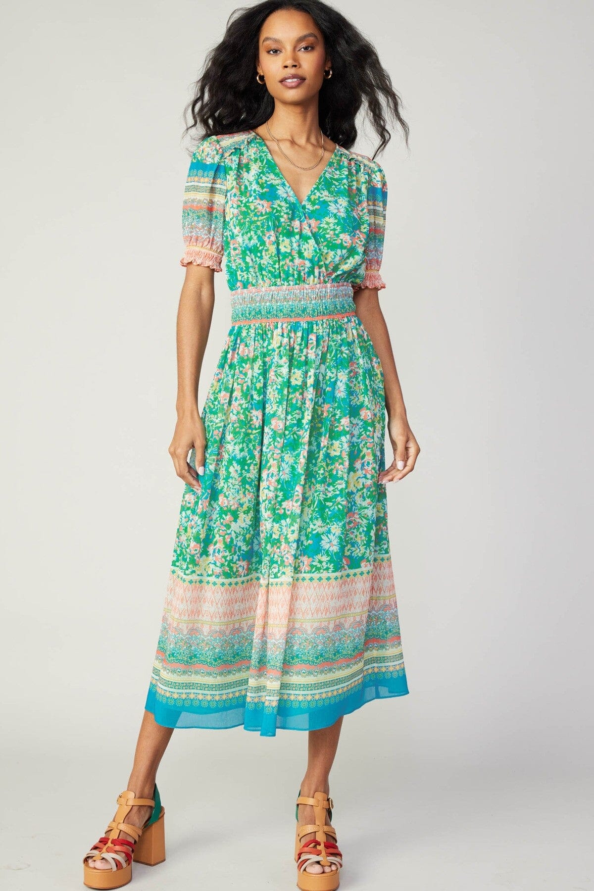 Floral Border Surplice Midi current air