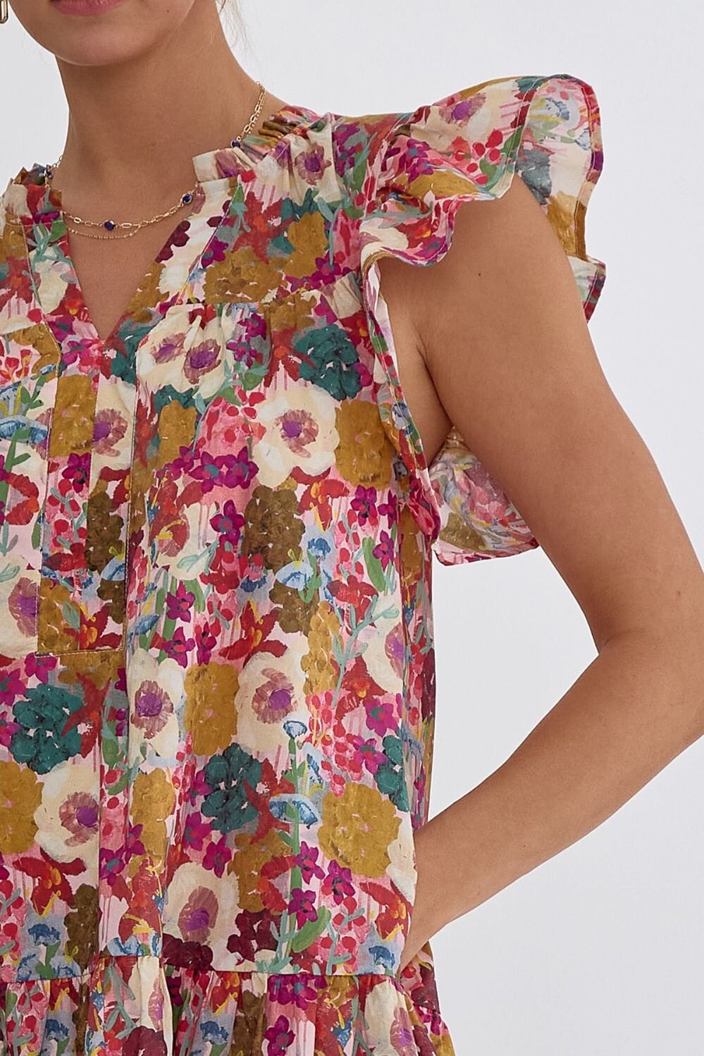 Floral Double Flutter Dress entro