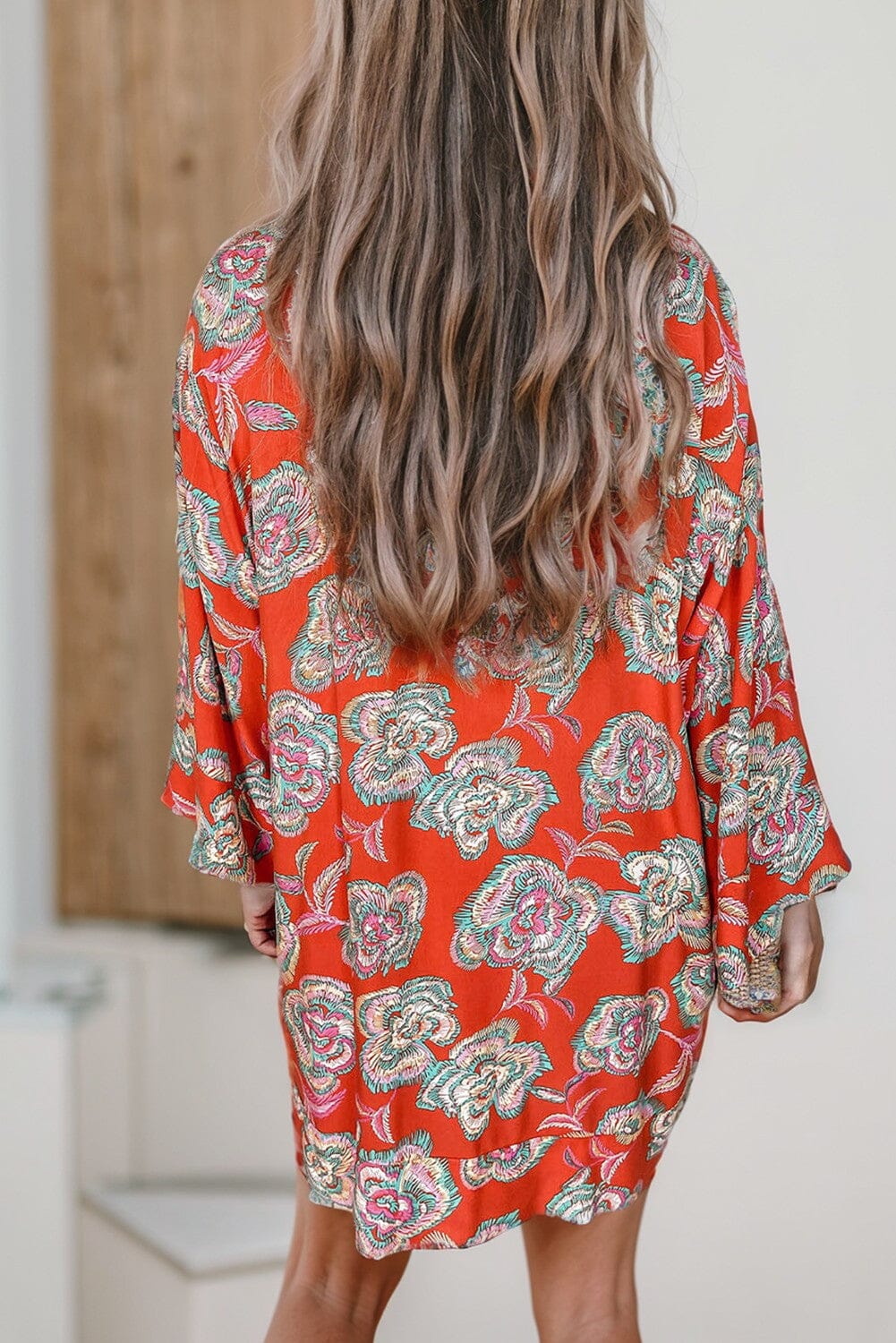 Floral Print Lapel Collar Loose Shirt Mini Dress Shewin