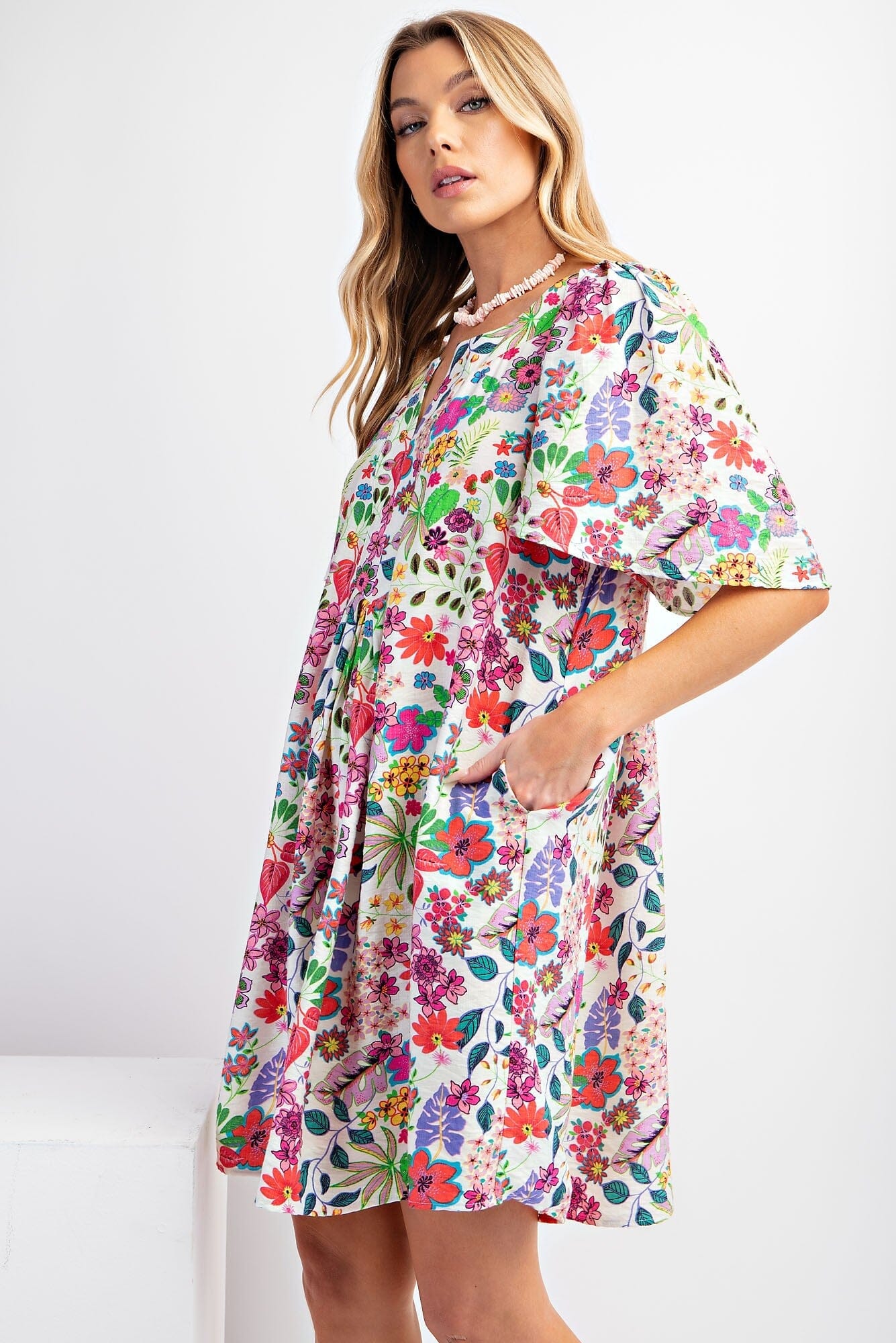 FLORAL PRINT PEACH BLOSSOM DRESS Eesome