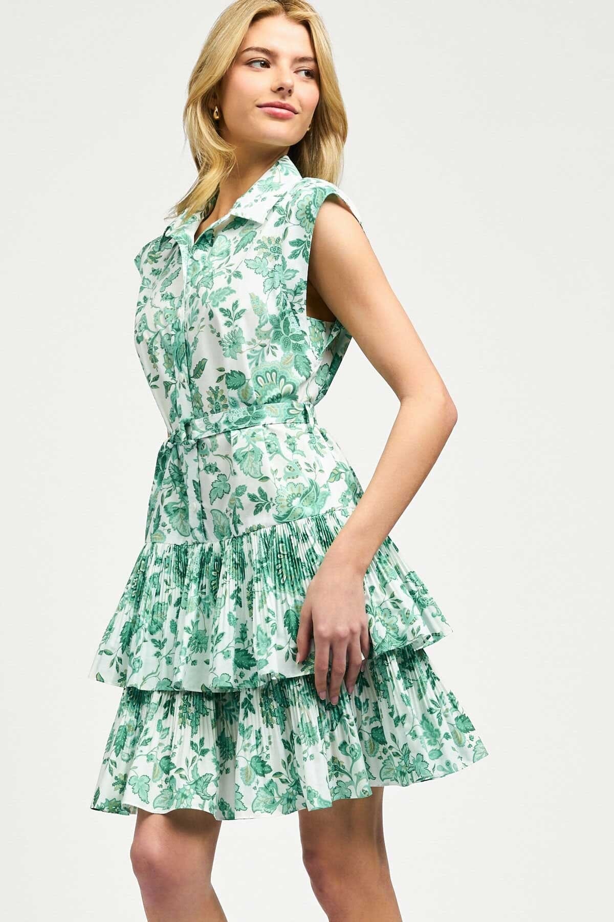 FLORAL PRINTED BUTTON DOWN MINI DRESS current air