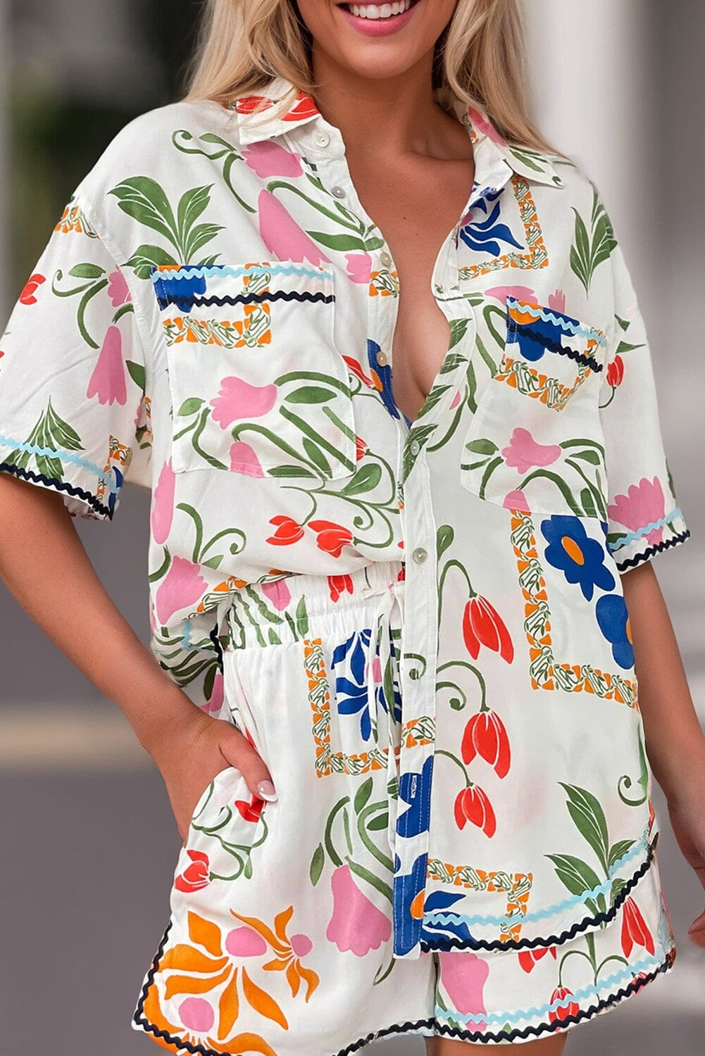 Floral Short Sleeve Set Kentce