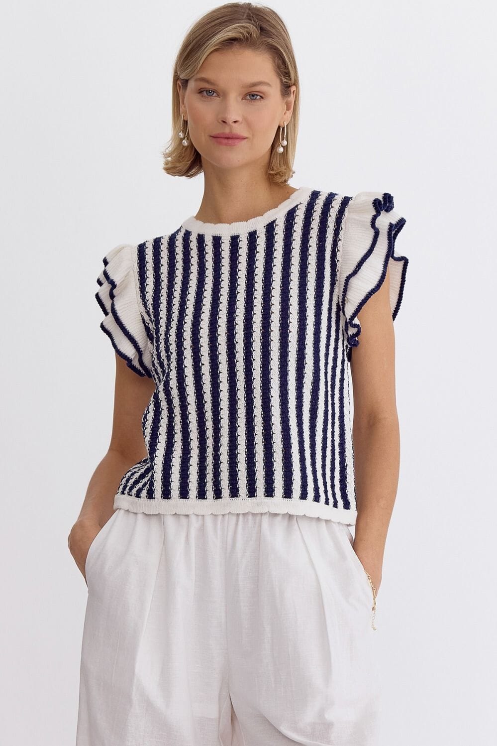 Flutter Sleeve Spring Sweater entro