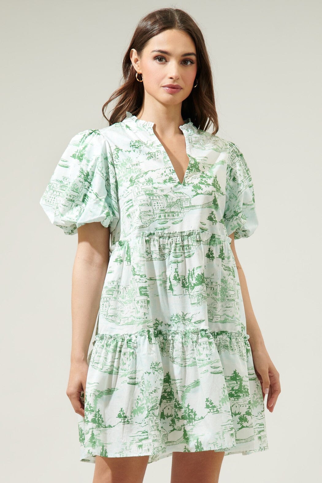Francine Toile Jeanne Bubble Sleeve Babydoll Dress Sugarlips